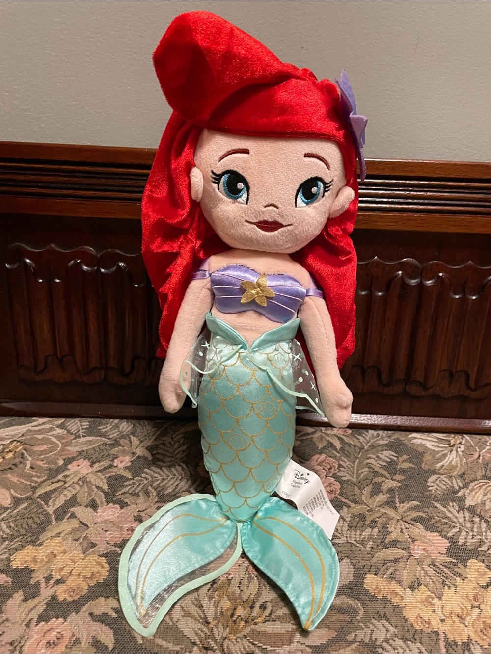 Disney Ariel Plush Doll - Red Hair, Purple Top, Mint Tail
